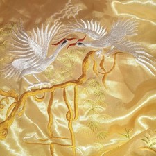 Asian Oriental Kimono Robe 100 SILK L Lux RARE Sensual Birds Embroidery Exotic