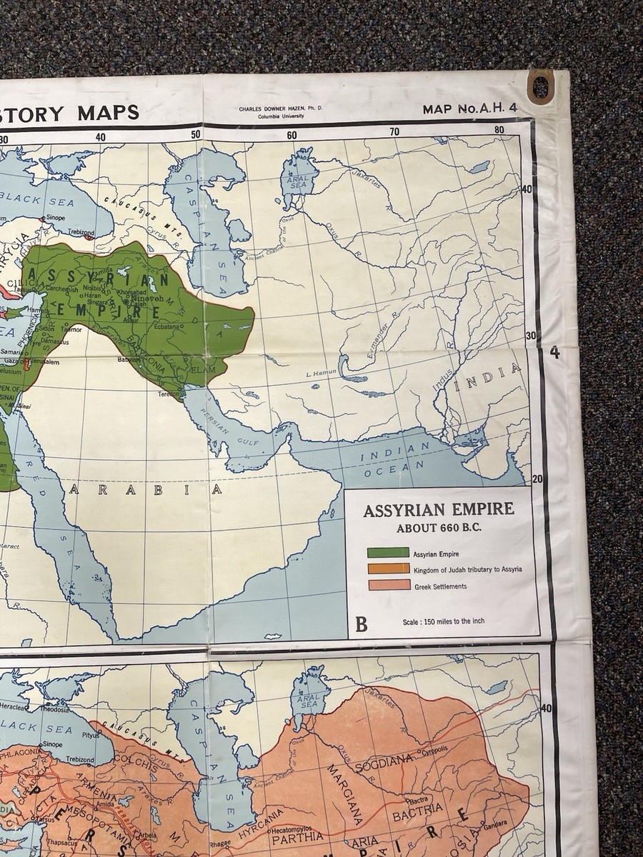 VINTAGE A.J. Nystrom Map Oriental Empires 500 B.C. School