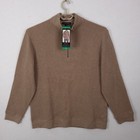 Banana Republic Waffle Quarter Zip Pullover Mens XL Tan Mock Neck Sweater NEW — photo 1
