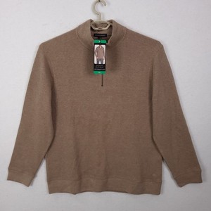 Banana Republic Waffle Quarter Zip Pullover Mens XL Tan Mock Neck Sweater NEW