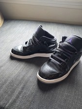 Jordan Air Jordan 1 Mid Kids 6Y Black/Purple Mid Top Leather Sneakers DV1337-004