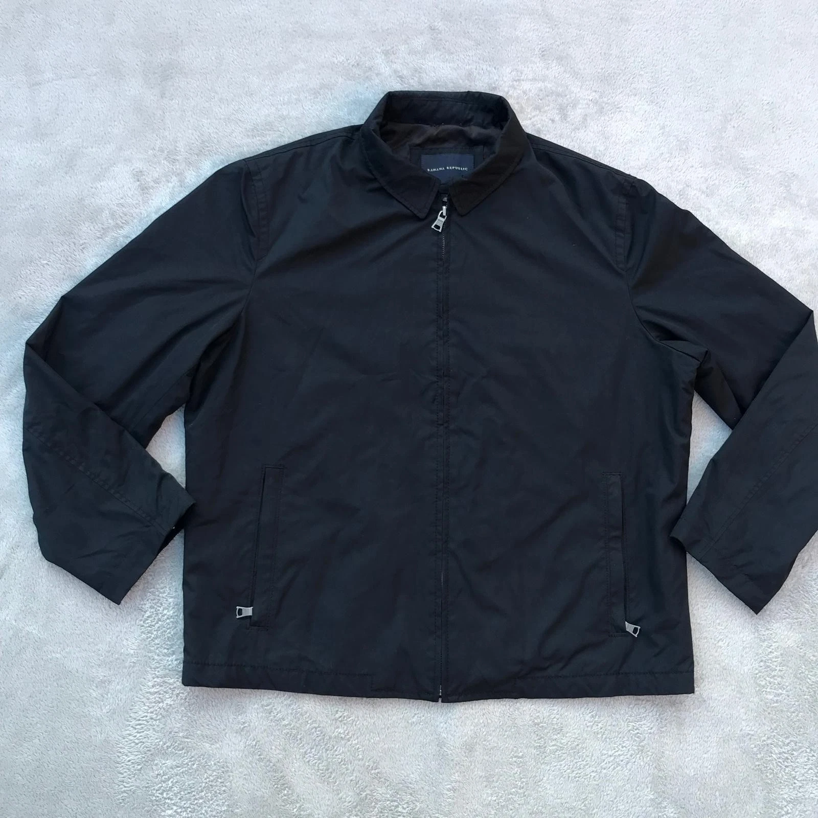 Banana Republic Full Zip Tech Motion Bomber Jacket Men Large Black