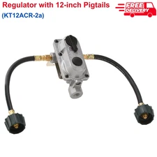 2-Stage Auto Changeover LP Propane Gas Regulator With Two 12" Pigtails For RVs