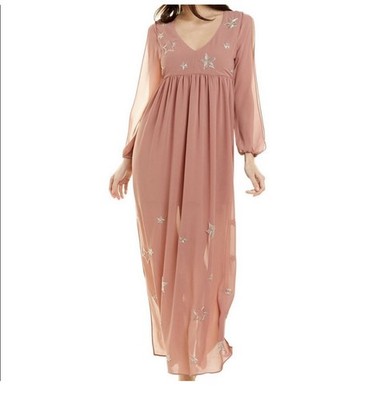 Chaser Dress With Beaded Stars Dusty Rose Size L NWT