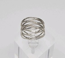 Sterling Silver Vintage Openwork Weave 11mm Band Ring Size 9 Unidentified Mark