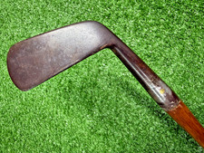 Hickory Shaft Smooth Face Mid Iron ca. 1910 Brown Leather Wrap / 39" /BAR9