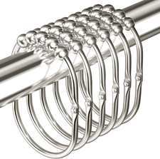 MENGJINGO 12PCS Wide Shower Curtain Hooks Rings, Rust Proof Stainless Steel, Hea