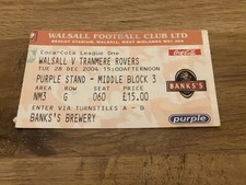 Walsall v Tranmere League One Ticket 28th Dec 2004