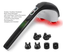 Handheld Deep Percussion Double Head Massager w Heat -cordless/rechargeable