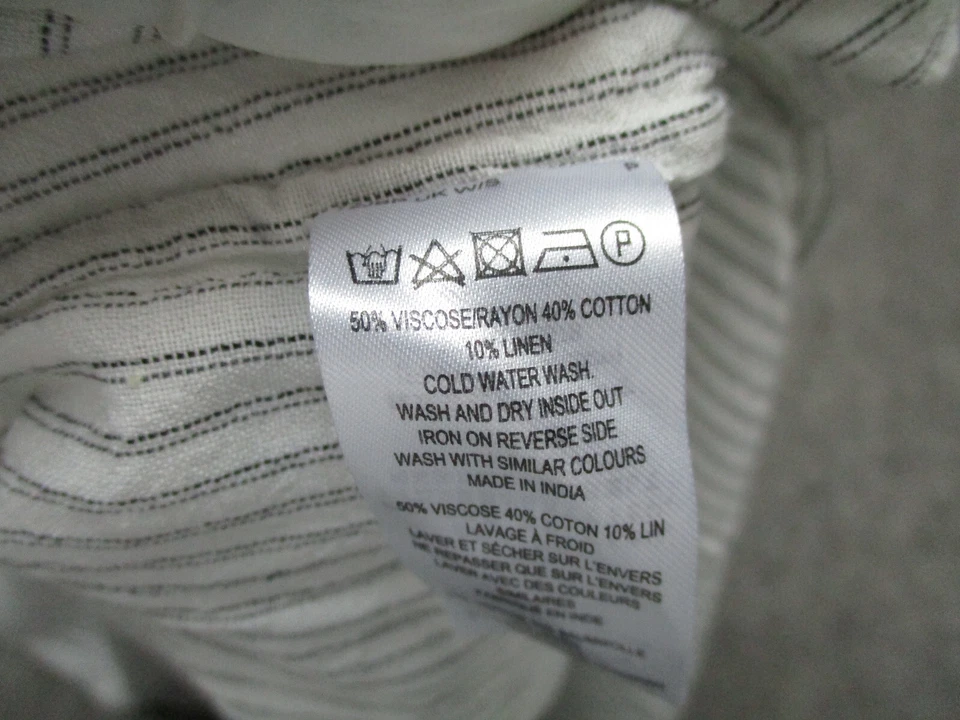 French Connection Shirt Womens 6 White Striped Top Blouse Floral Embroidered - Image 4 of 4