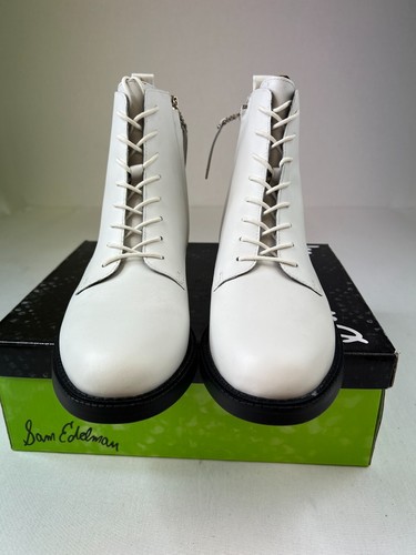 Sam Edelman Womens Nina Combat Boots White Leather Lace-Up Ankle Shoes Sz 8M - Picture 4 of 9