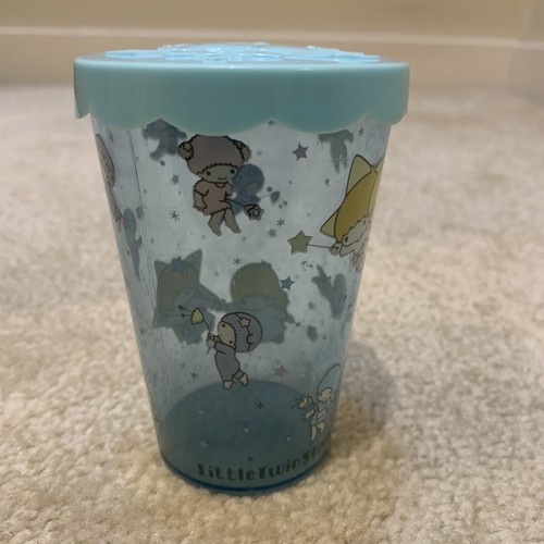 Sanrio Little Twin Stars Clear Plastic Cup Blue Lid Box Collectible 1976 Vintage - Picture 10 of 18
