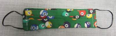 BILLIARDS DESIGN ADULT FACE MASK HANDMADE COTTON REUSABLE WASHABLE