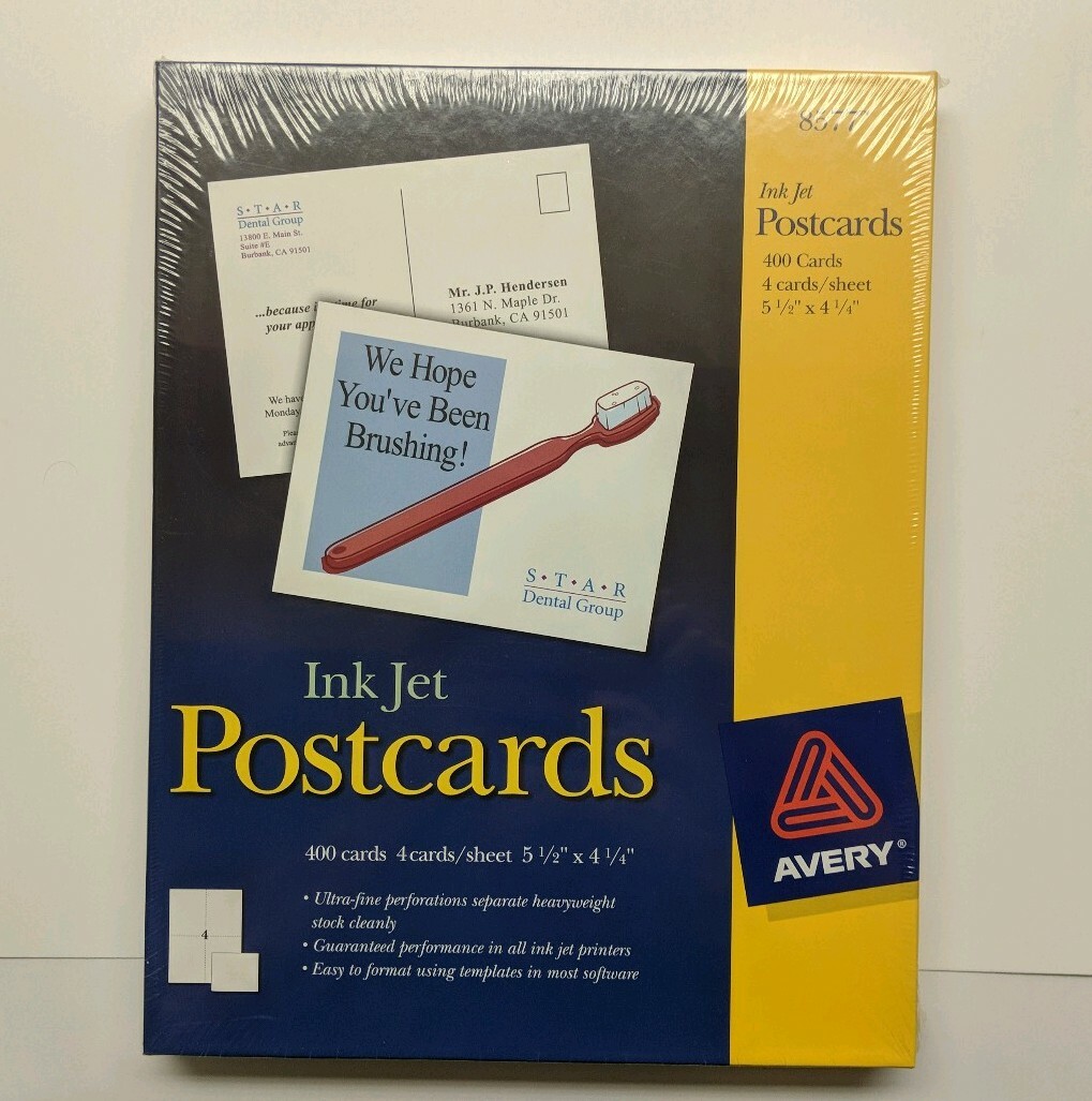 Avery Postcards for Inkjet Printers, 5.5 x 4.25 Inches, White, Box of