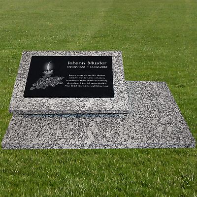 Stütze Fotogravur Text 28x29,5 cm Grabstein-h70s GRANIT Grabmal GRABPLATTE