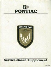 1989 Pontiac Trans Am Supplement Factory Shop Service Manual