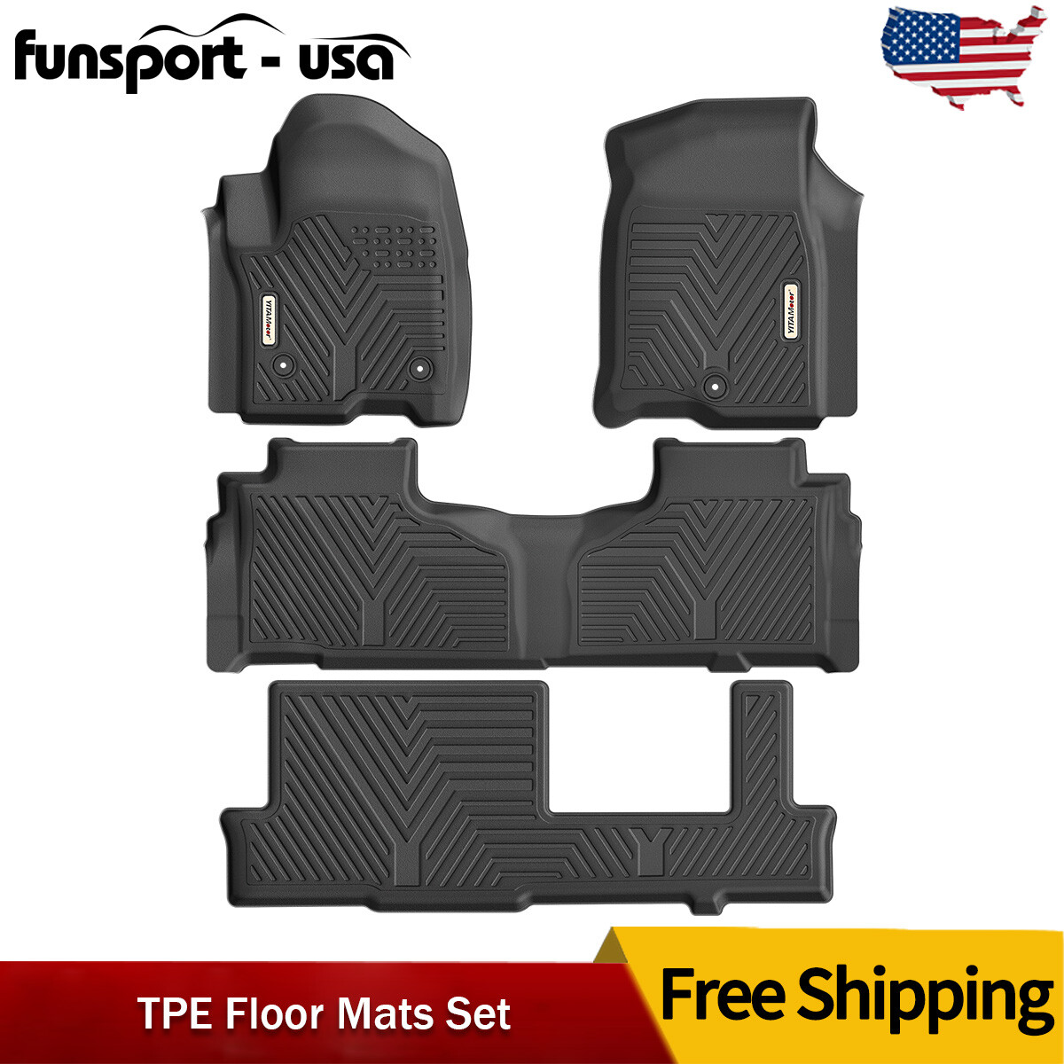 For 2021-2026 Tahoe / Yukon / Escalade Floor Mats Bench Seat TPE Rubber Liners