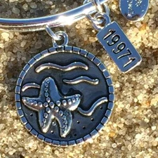 Chrysalis Rehoboth Starfish Brass Silver Plated Expandable Silver Tone Bangle