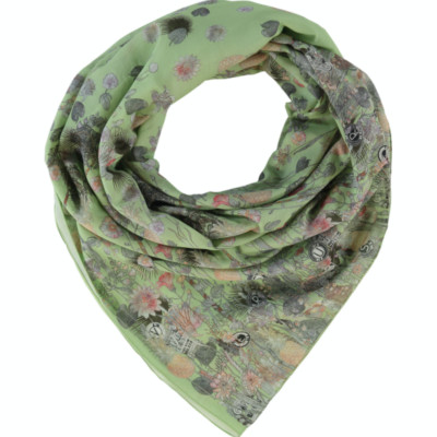 VERSUS VERSACE Schal mit Blumenmuster - grün - 90 x 120 cm