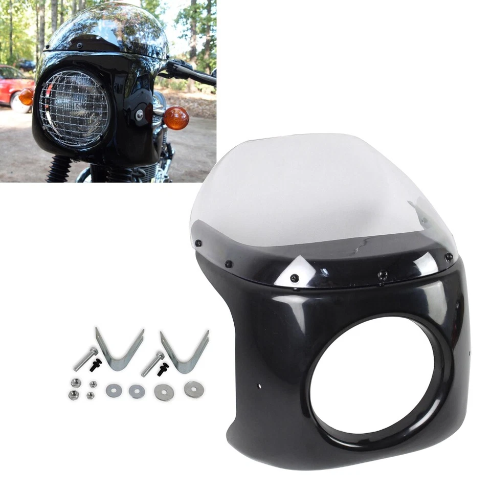  7-дюймовый обтекатель лобового стекла фары для Honda CB Suzuki GS Yamaha XS BMW Cafe Racer - Изображение 2 из 4