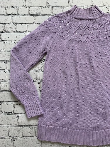 Quacker Factory Women’s Size M Lavander Sequin Farisile Chunky Knit Sweater - Picture 23 of 24