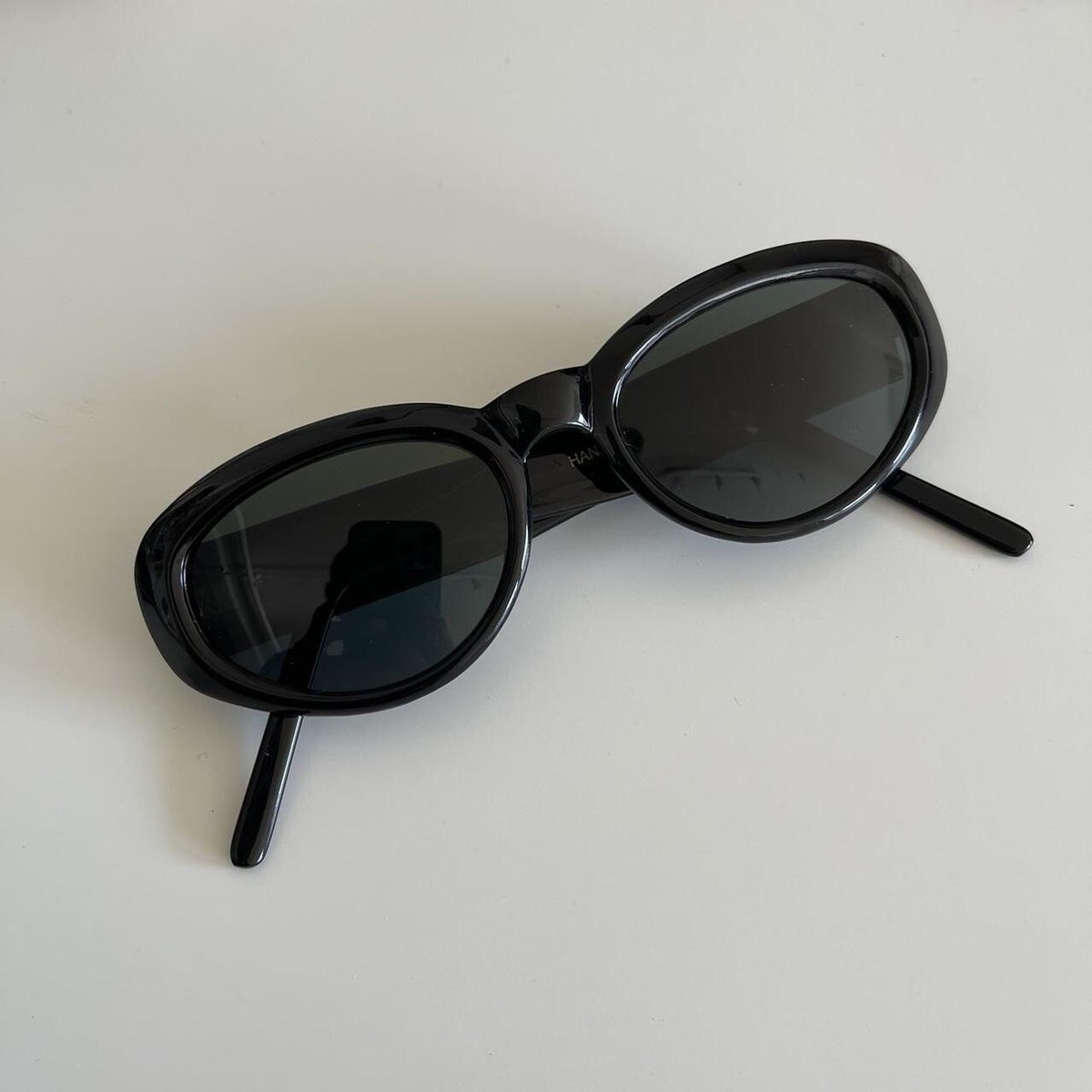 Clear Frame Black Lens Oval Women\'s Sunglasses - Chic Minimalist Style Selene | Slim Oval Sunglasses for Women – WMP Eyewear main image 2