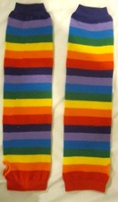 Gay Pride Rock Rainbow Stripe Color Long Arm Warmers Fingerless Multi-Color-ver2