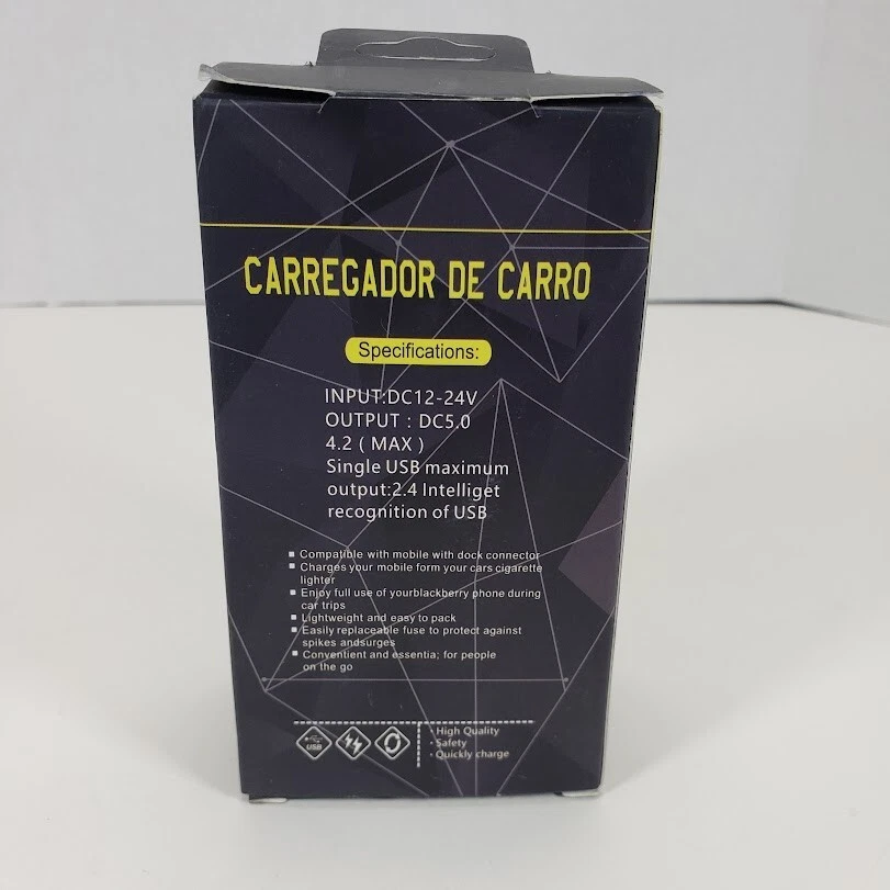 Adaptador Cargador Coche Rápido USB-A 3 Puertos para iPhone Samsung Android Teléfono Celular/Pestaña Foto 2 de 4