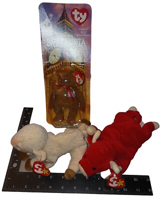 Vintage Ty Beanie Babies, Britannia The Bear, Snort Bull, E W E Y, Lamb,(bx10) 