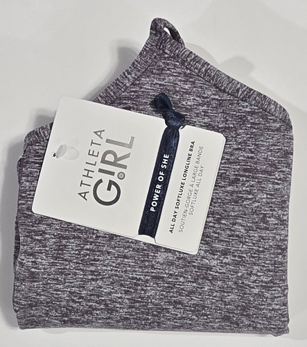 Athleta Girl All Day Softluxe Longline Bra Plum Heather Size L/12 - Picture 5 of 14