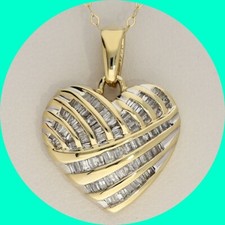 Diamond Heart Pendant Necklace .45CT Yellow Gold 18 Chain
