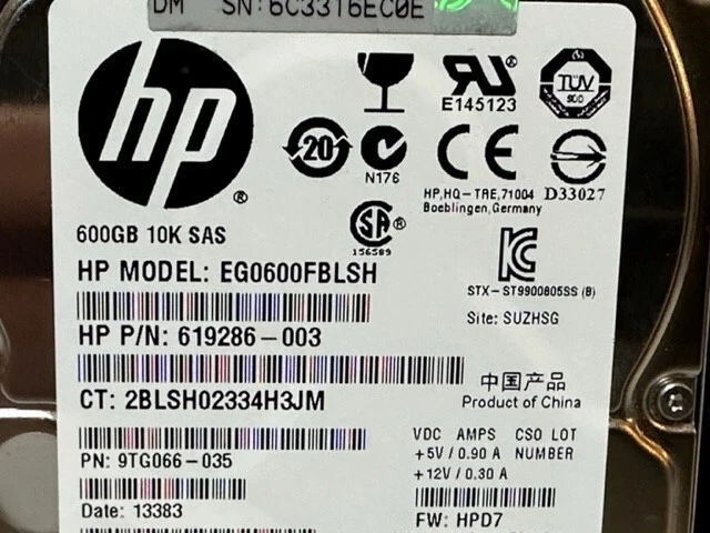 💥619286-003 652566-003 HP 600GB 6G 10K SFF 2.5" SAS Hard Drive Gen6 Gen7 w/Tray - Image 3 of 4