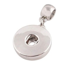 Snap Jewelry Plain Pendant Silver Tone Fits 18-20mm Ginger Charms Large Bail NIP