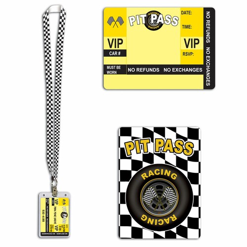 RACING PIT PASS LANYARD CHEQUERED FLAG FANCY DRESS / PARTY DECORATION - 第 1/1 張圖片