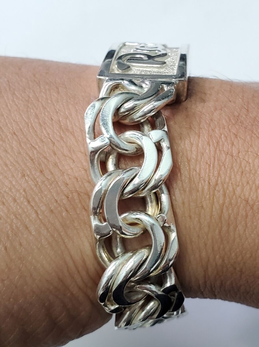 925 Sterling Silver Bracelet Chino Link Name Plate Custom 925 Sterling Silver Bracelet Chino Link Name Plate Custom