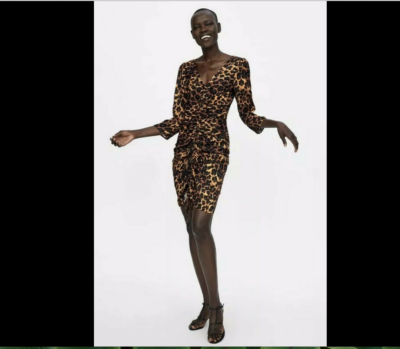 leopard drawstring dress