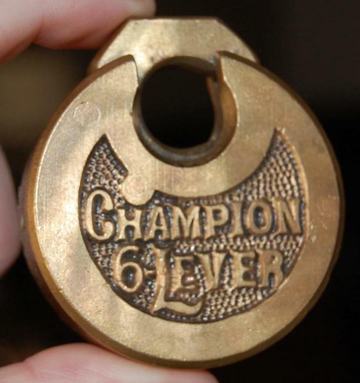 Antique 6 Six Lever Push Key Pancake Padlock Miller Lock Co Champion No Key.  #6
