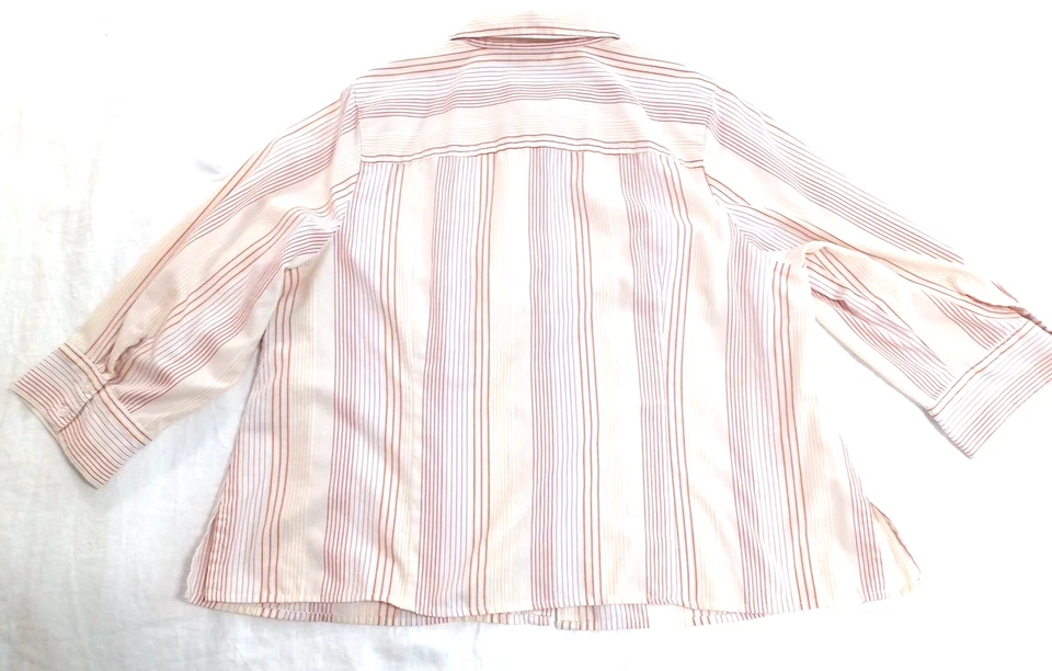 Blusa Studio Works feminina tamanho 2X botão listrado manga 3/4 sem rugas - Imagem 3 de 4