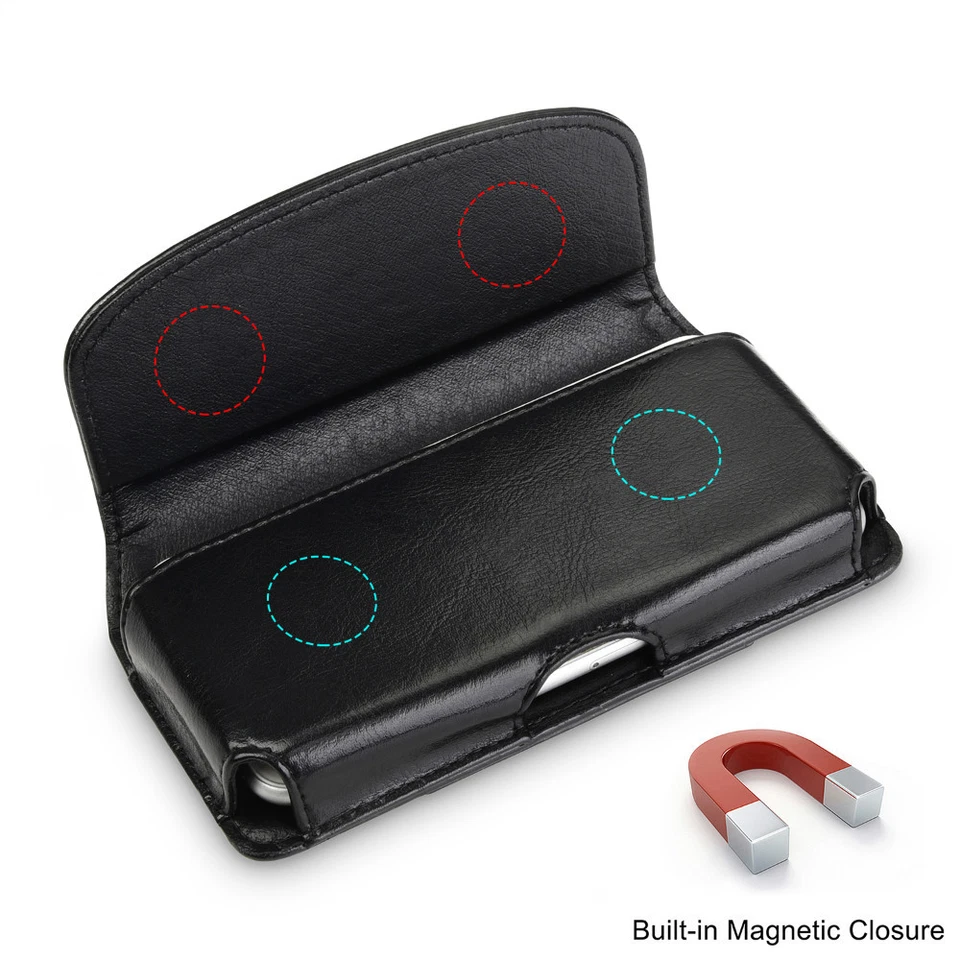 HORIZONTAL REAL LEATHER CASE FOR IPHONE 8 PLUS CARRYING POUCH BELT CLIP HOLSTER - Image 4 of 4