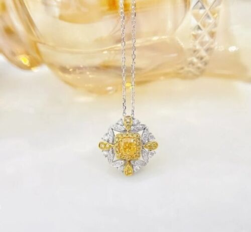 Buy Fancy Yellow Diamond Necklace Cushion Shape Gemstone 18k Gold Jewelry Sale