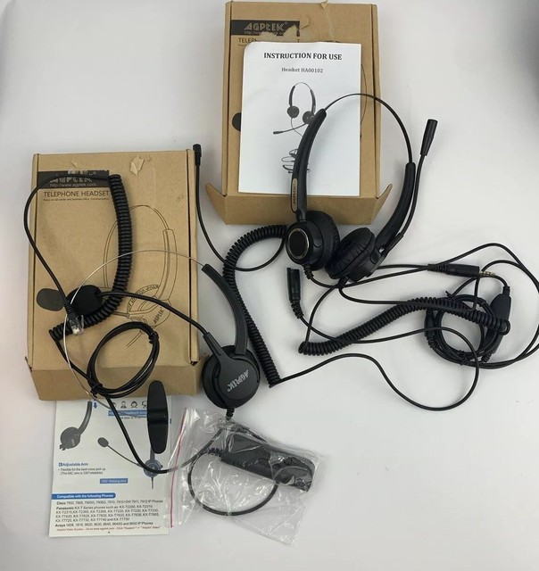 Agptek 2 5mm Monaural Headset For Desk Phones 6ft Hands Noise