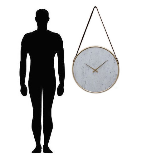 Dekorative moderne Metall Wanduhr Marmoroptik Zifferblatt, Goldrand und Griffe - Bild 6 von 6