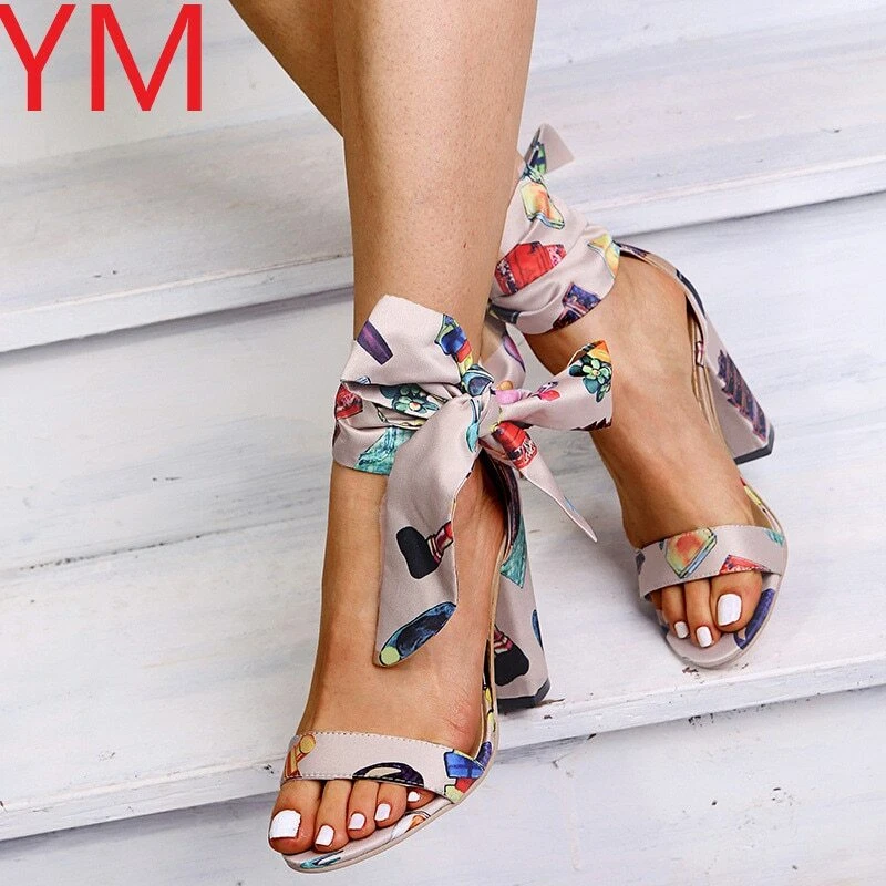 barrera protesta Compatible con Sandalias De Tacón Alto Cuadrado Con Lazo Para Mujer Zapatos De Verano  Coloridos | eBay