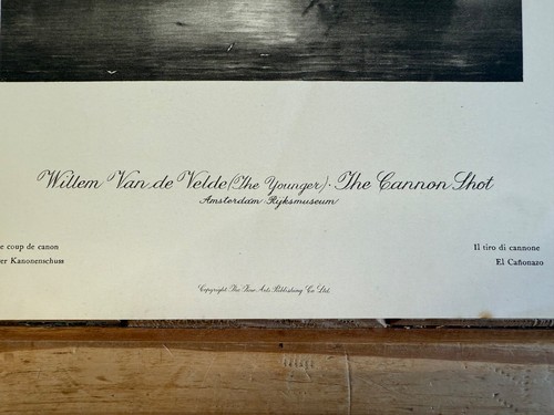 The Cannon Shot by Willem Van de Velde Antique Picture Print from c.1920's - Picture 3 of 7