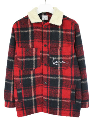 Karl Kani Jacke Herren M Sherpa Kragen Gefüttert Wollmischung Polo Logo Taschen