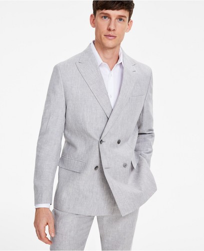 Neu mit Etikett Tommy Hilfiger Blazer Modern Fit 100% Leinen hellgrau zweireihig 38 S