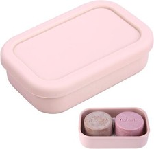 Large Travel Soap Container Leak Proof, Silicone Shampoo Bar Holder, Pink