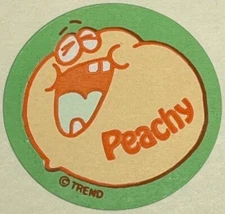 80s TREND Scratch/Sniff "Smelly" Sticker - PEACH - PEACHY - Vintage - Matte