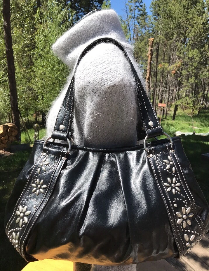 Black studded hobo bag cheap