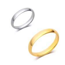 10K White and Yellow Gold 3-millimeter Plain Boxed Unisex Wedding Band